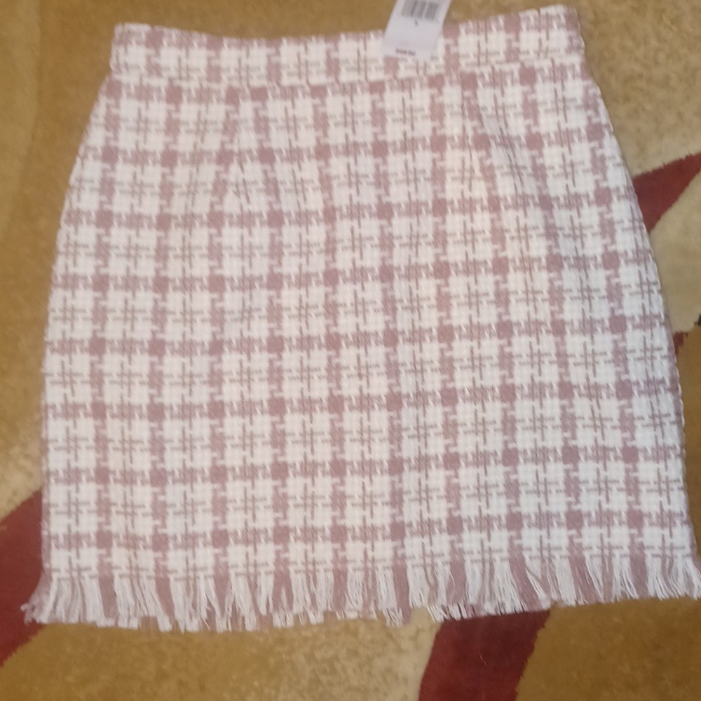 HYFVE Chic Pink and White Tweed Skirt Nwt
